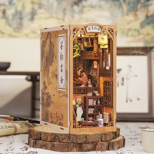 CuteBee histoire chinoise serre-livres encre rime librairie bricolage Miniature maison livre coin avec cache-poussière Puzzle en bois