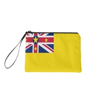 Dompet Koin Mini Berresleting dengan Cetakan Bendera Nasional Niue, Dompet Penyimpanan Poliester Ringan, untuk Penggunaan Sehari-hari & Perjalanan