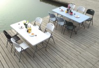 Tables pliantes en plastique acrylique pour événements, vente en gros, modernes, portables, blanches, pour le camping en plein air, la salle à manger, le jardin, les mariages, les banquets, la restauration