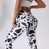Nouveau Legging de Sport et Yoga pour Femme, Imprimé Vache 3D, Effet Push-Up, Noir et Blanc, Longueur Cheville, Taille Haute, en Spandex/Nylon