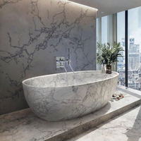 Baignoire ovale autoportante en pierre naturelle - Baignoire de luxe pour salle de bain, hôtel ou villa