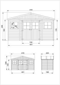 Caseta de Jardín de Madera Timbela M332 8m² An.420 x L.218 x Al.246cm Paneles de 17mm Fácil de Montar Espacio de Taller para Exterior - Product Image 5