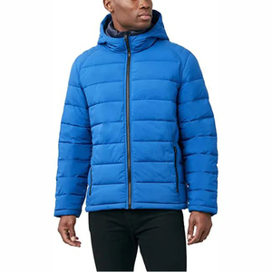 Veste matelassée à capuche super douce pour hommes, col montant sur mesure de haute qualité avec poches latérales, style hivernal - Product Image 3