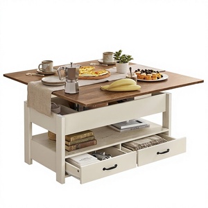 <span class=keywords><strong>Table</strong></span> basse relevable <span class=keywords><strong>VASAGLE</strong></span> 3-en-1 avec rangement, vérin à gaz, 2 tiroirs, 3 compartiments cachés, étagère ouverte, en bois - Product Image 1
