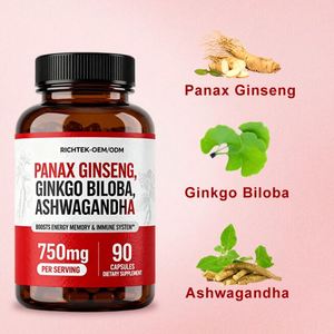 Richtek Özelleştirilmiş Helal Kore Kırmızı <span class=keywords><strong>Ginseng</strong></span> Kapsülleri, Enerji Performansı ve Odaklanma için Vegan Kapsüller - Product Image 4