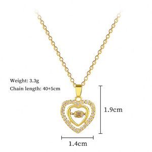 Collar de Acero Inoxidable con Baño de Oro de 18K y Colgante de Corazón con Cristal de Zirconia, Cadena para Clavícula, Joyería para Mujer - Product Image 3