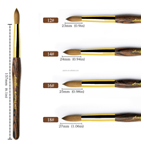 Pinceaux à ongles professionnels en acrylique Arsiffer, manche en bois, virole dorée, poils de Kolinsky pur, forme ronde, emballage en tube PVC