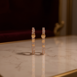 Pendientes de aro Pandora de oro rosa con cristales transparentes y discos grabados para mujer, joyería de moda - Product Image 2