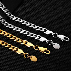 Pas de décoloration 3/6mm lien cubain Durable véritable 18K or rempli en acier inoxydable 18-26 pouces Anti-allergie Miami chaîne collier pour hommes femmes - Product Image 6