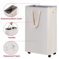 Panier à linge étroit pliable en bambou écologique avec poignées pour l'organisation de la salle de bain