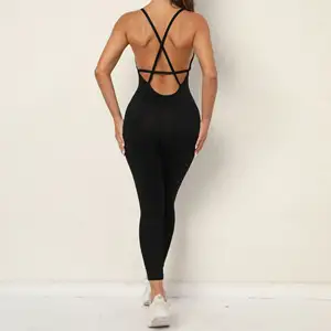 Roupas de treino de yoga, roupa esportiva de alta qualidade em atacado, sexy, peça única, macacão, fitness