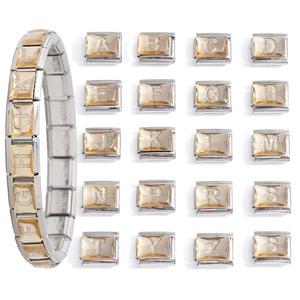 Stainless Steel Rhinestone Letter DIY Modular Bracelet Unisex Jewelry Gift Alphabet Chain - Product Image 1