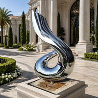 Sculpture cinétique moderne en acier inoxydable entièrement personnalisable, grande taille, finition polie, thème musical pour la Fête Nationale