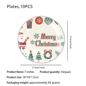 Elegante festa di buon natale decorazione posate Set di babbo natale vassoio tovaglioli usa e getta posate piatto di <span class=keywords><strong>carta</strong></span> - Product Image 2