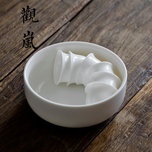Dehua White Porcelain <b>Tea</b> Bowl Round Ceramic Kung Fu <b>Tea</b> <b>Set</b> Accessory Brush Washer Water Dropper - Product Image 1