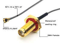 Ip67 (Rp) Sma femelle à Ufl Mhf câble d'antenne coaxial étanche Rf113 Rg178 cloison avec joint torique Pigtail Kable Assembly
