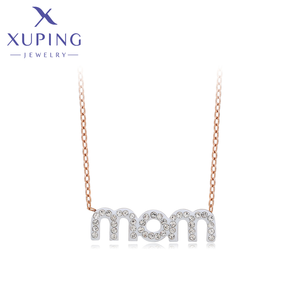 A00902942Xuping joyería al por mayor moda Simple diamante conjunto letras oro rosa collar de acero inoxidable - Product Image 2