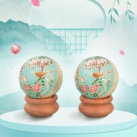 Coffret Cadeau de Boules de Baoding et de Bagues Sonores en Porcelaine, Artisanat Chinois, pour le Bien-être et les Cadeaux d'Entreprise et de Fêtes