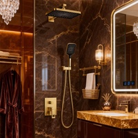 Mitigeurs de douche pluie en laiton brossé à poignée unique haut de gamme, système de couleurs unifié, assortiment complet par catégories, pour usage hôtelier