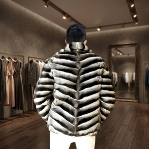 Manteau en fourrure de renard de luxe pour homme avec fermeture éclair, imperméable, réversible, écologique, de qualité supérieure, épais - Product Image 2