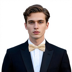 Nœud Papillon Prénoué Élégant Ivoire Doré Brodé Respirant et Durable pour Mariage et Tenues Formelles Homme - Product Image 6