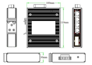Switch PoE industriel 90W 5 ports 10/100M avec 1 port fibre optique SC 155M uplink IPS31004PF-bt CCC, CE, FCC, RoHS. - Product Image 3