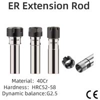Tige d'extension ER haute précision 40Cr HRC52-58, queue de porte-outil dynamiquement équilibrée pour usinage CNC, fraisage, tournage et traitement des métaux
