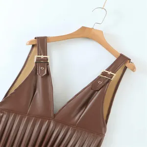 Jupes pour femmes en cuir plissé pour femmes Jupes en cuir plissé Jupe plissée en Pu pour femme Vente en gros directe du fabricant