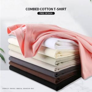 100% Combed Cotton Heavy Weight Unisex Short Sleeve Casual <b>T</b>-Shirts Blank Logo Solid Pattern Neck Design Men's Women's Style - Product Image 6