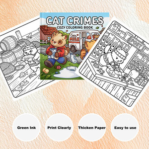 Libro para Colorear Cat Crimes, 24 Diseños Divertidos, Regalo Creativo y Relajante para Adultos y Adolescentes, Actividad de Coloreo con Animales - Product Image 2