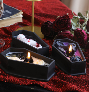 เทียนตกแต่งโลงศพฮาโลวีนแบบทำมือ-เทียนหอมรูปแวมไพร์พร้อมหัวกะโหลกและหลุมฝังศพที่สมบูรณ์แบบสำหรับวันฮาโลวีน - Product Image 5