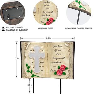 Luces Solares de Resina para Jardín con Cruz Bíblica, Decoraciones Impermeables para Tumbas, Regalos Conmemorativos para Cementerios - Product Image 6