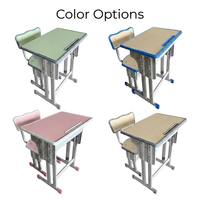 Ensemble de bureau et chaise réglables pour étudiants, mobilier scolaire en MDF 15 mm, table d'étude avec fente pour stylo, crochets pour sac à dos, structure en acier – Vente en gros