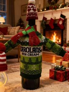 Custom Warm <strong>Logo</strong> 100% Acrylic Embroidery Wine Bottle Sweaters <strong>Christmas</strong> Wine Bottle Covers - Product Image 3