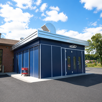 Cabina de Pintura RuiBo, Cabina de Pulverización para Autos, Azul Marino, Modular, con Puerta Plegable, Ventilación en el Techo, Cabina Exterior Montada en la Pared