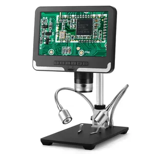 AD206 2MP Support Image Reversal Adjustable 7inch Display 8 LEDs 200X Digital Microscope Rotating base