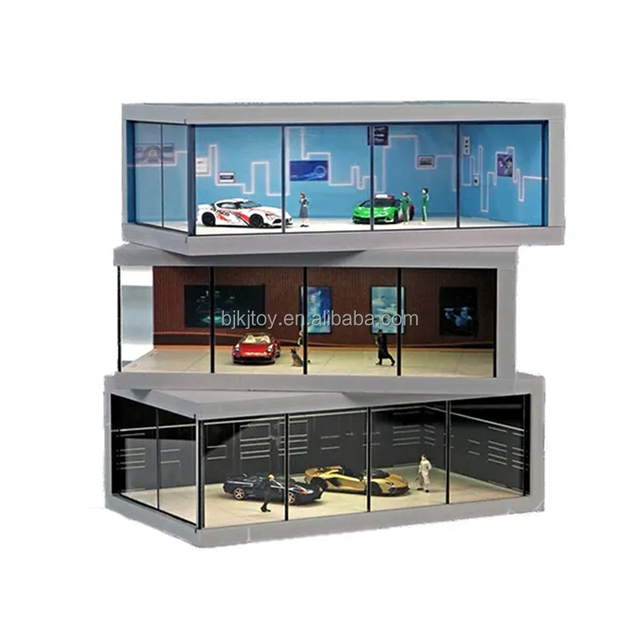 1:64 Scale Diecast Model Car Display Simulation Parking Garage Exquisite Pvc Acrylic Dust Box With Light