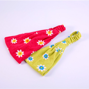 Colorido al por mayor de impresión de 100% poliéster anudada <span class=keywords><strong>banda</strong></span> de pelo girar elástico turbante diademas para chica - Product Image 1