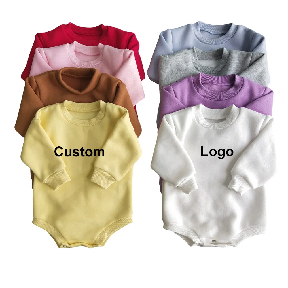 เสื้อกันหนาวทำจากผ้าฟลีซสำหรับเด็กทารก,เสื้อคลุมบับเบิ้ลเสื้อสเวตเตอร์ถักว่างเปล่าสีพื้นสำหรับฤดูหนาวกำหนดได้เอง