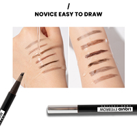Crayon à sourcils imperméable de précision à pointe inclinée à 15 degrés, vegan, avec pinceau carré rigide (4 couleurs) – Personnalisation de marque disponible en gros