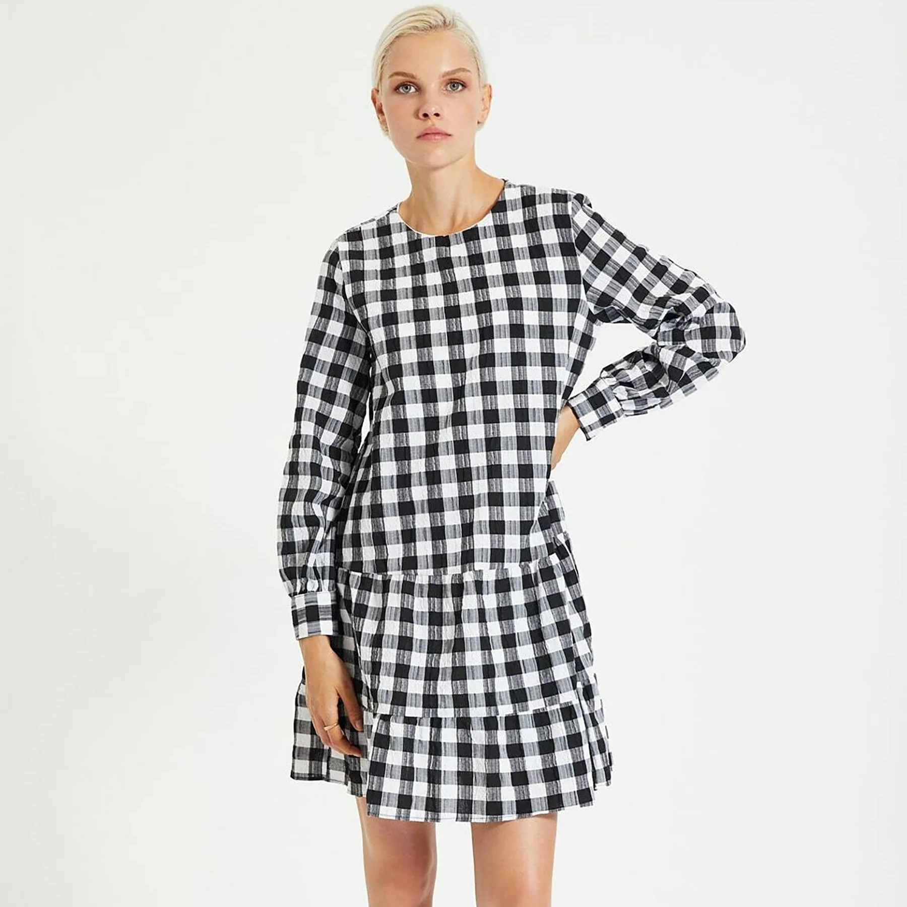 Chic check pattern long dress In A Variety Of Stylish Designs 