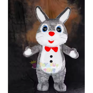 Costume de mascotte gonflable lapin gris à longues oreilles, combinaison de lapin en fourrure pour les festivals de Pâques et de carnaval - Product Image 2