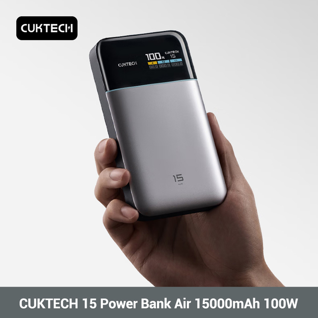 CUKTECH 15 Power Bank Air 15000 100W MAX Output GaN Portable Charger PD PPS For Phone