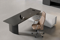 Bureau de direction moderne de luxe en forme de L avec chaise de bureau, armoire latérale de rangement, écologique, pour usage hospitalier