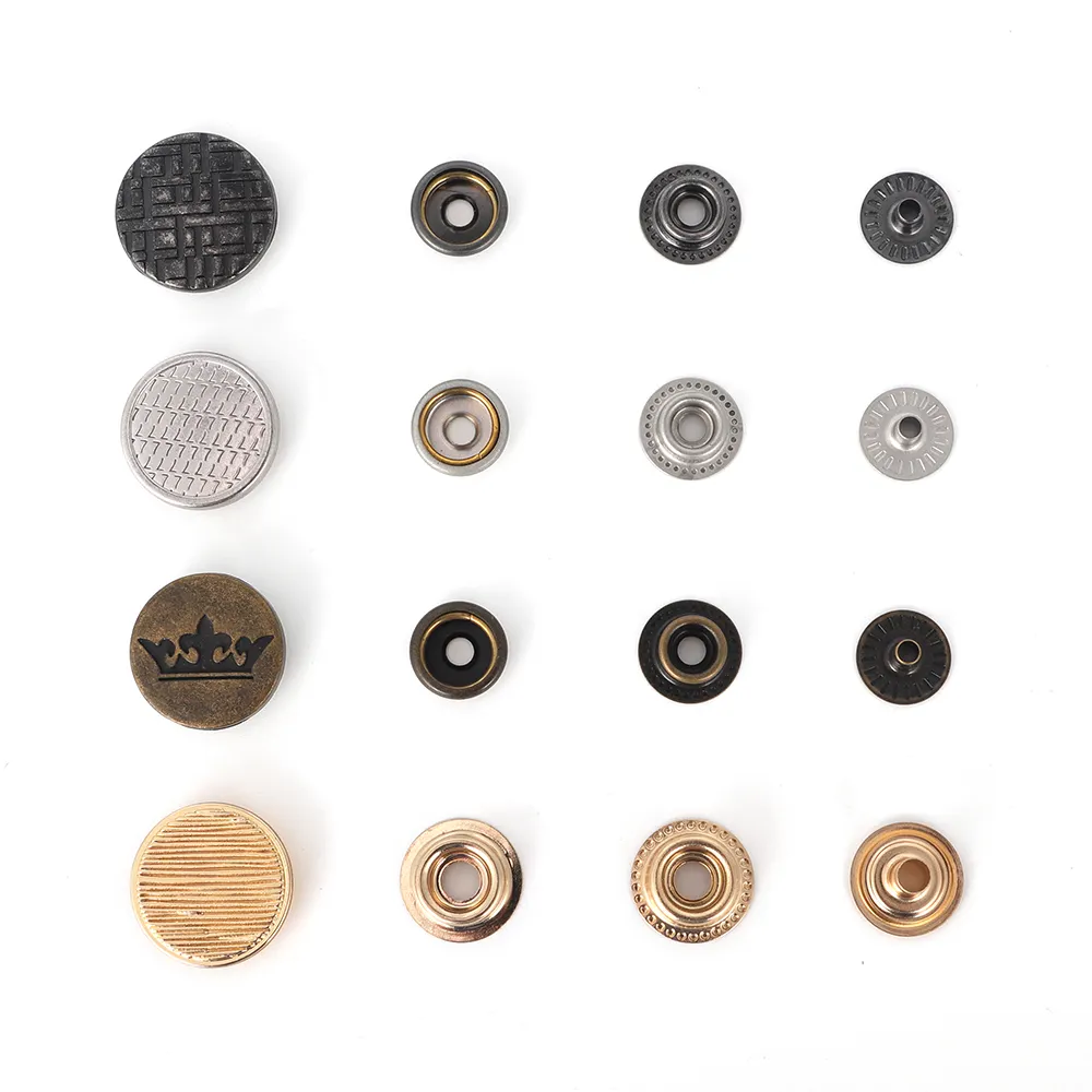 Botón de presión de diseño de logotipo de patrón personalizado de acero inoxidable de fabricantes, botón a presión de metal