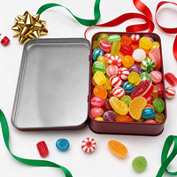Boîte en étain rectangulaire rouge personnalisée, de qualité alimentaire, pour biscuits, chocolats, bonbons, emballage cadeau
