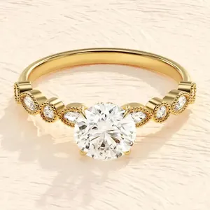 Anillo fino de compromiso más romántico, anillo de compromiso de Plata de Ley 925 sólida para dama encantadora, anillos de diamantes de moissanita de plata - Product Image 1