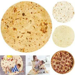 Alta calidad razonable precio al por mayor divertido franela tiro Taco Pizza tortilla Manta