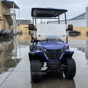 Carrito de Golf Elevado de 4 Plazas Azul Rey con Neumáticos Todoterreno de Banda Profunda y Asientos Acolchados Color Crema para Turismo en Villas - Product Image 4