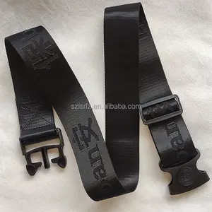 Outdoor quick drying black custom debossed jacquard logo duty body buckle men canvas waistband belts luxury fashion